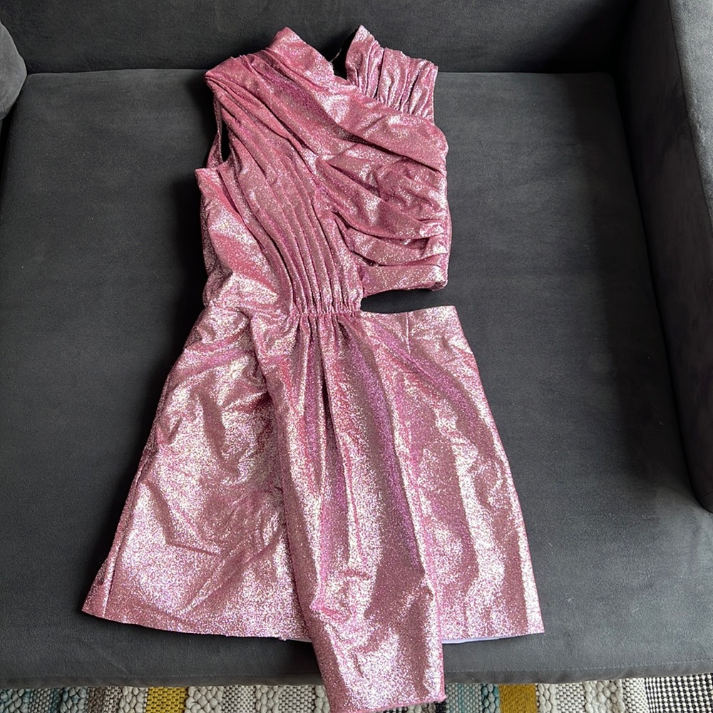 AREA pink glitter dress NWOT